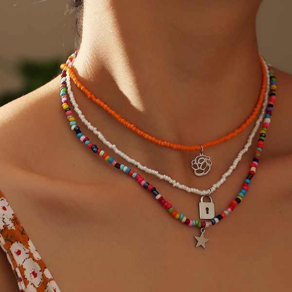 chokers cross-border european and american jewelry bohemian bead necklace personality flower color m star 2021, Golden;silver
chokers cross-border european and american jewelry bohemian bead necklace personality flower color m star 2021, Golden;silver