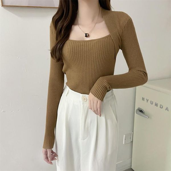 women's sweaters women fashion stretch slim cropped knitted sweater vintage square collar long sleeve female pullovers chic, White;black
women's sweaters women fashion stretch slim cropped knitted sweater vintage square collar long sleeve female pullovers chic, White;black