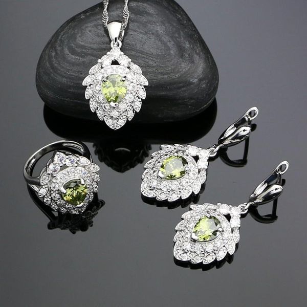 wedding jewelry sets silver 925 bridal for women olive green cubic zirconia white crystal earrings ring pendant necklace set, Slivery;golden
wedding jewelry sets silver 925 bridal for women olive green cubic zirconia white crystal earrings ring pendant necklace set, Slivery;golden
