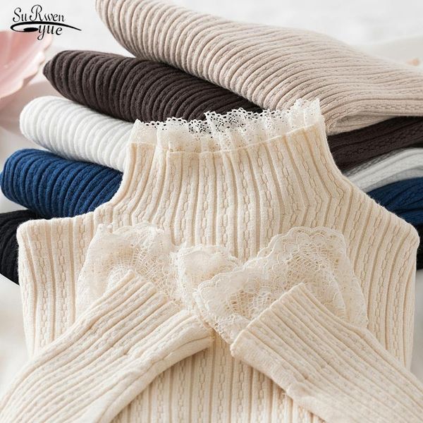 women's sweaters autumn and winter pullover women knitted mock collar long sleeve sweater casual lace stitching 17682, White;black
women's sweaters autumn and winter pullover women knitted mock collar long sleeve sweater casual lace stitching 17682, White;black
