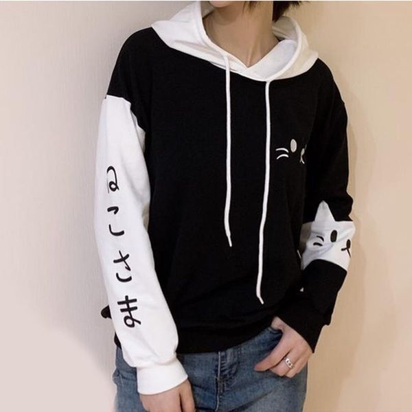 harajuku hoodie women cute cat embroidered black white patchwork autumn long sleeve pullover sweatshirt kawaii female outwear women's h
harajuku hoodie women cute cat embroidered black white patchwork autumn long sleeve pullover sweatshirt kawaii female outwear women's h