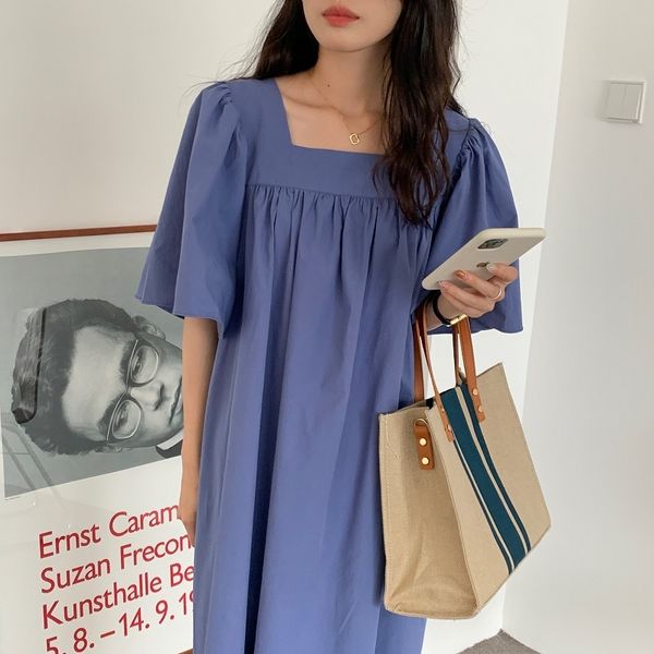 korean pure color lazy simple square collar loose ruffle sleeve dress three colors dress for women 210429, Black;gray
korean pure color lazy simple square collar loose ruffle sleeve dress three colors dress for women 210429, Black;gray