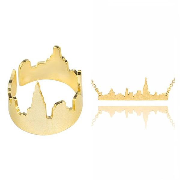 earrings & necklace rose gold color skyline york jewelry set cityscape rings nyc pendant stainless steel birthday gifts, Silver
earrings & necklace rose gold color skyline york jewelry set cityscape rings nyc pendant stainless steel birthday gifts, Silver