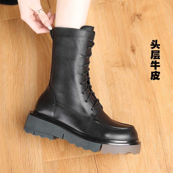 2021 new leather mid barrel martin boots women's british style thick soled high rise short versatile locomotive thin, Black
2021 new leather mid barrel martin boots women's british style thick soled high rise short versatile locomotive thin, Black