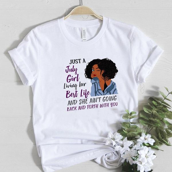 women's t-shirt just a july girl living her life t shirt women clothes aesthetic melanin poppin female black curls graphic tee, White
women's t-shirt just a july girl living her life t shirt women clothes aesthetic melanin poppin female black curls graphic tee, White