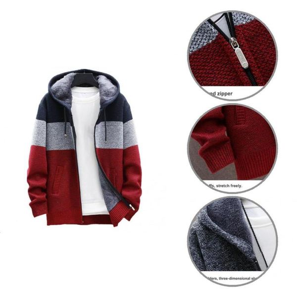 men's jackets stylish color block zipper warm knitted coat men jacket streetwear hooded, Black;brown
men's jackets stylish color block zipper warm knitted coat men jacket streetwear hooded, Black;brown