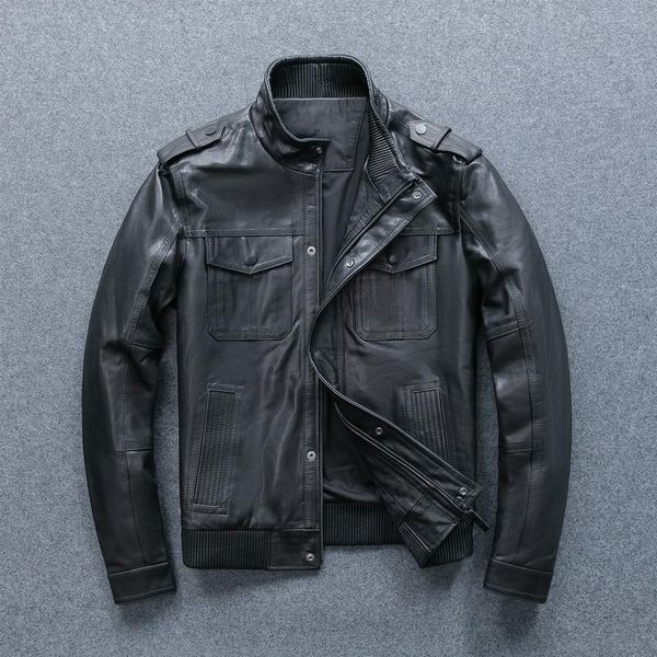 men's leather & faux gu.seemio vegetable tanning men sheepskin genuine jacket real animal skin motorcycle, Black
men's leather & faux gu.seemio vegetable tanning men sheepskin genuine jacket real animal skin motorcycle, Black