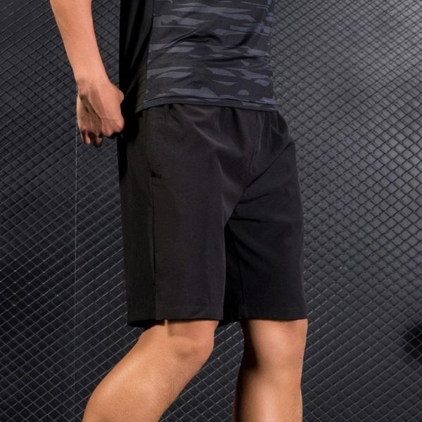 men quick dry sports shorts with zipper pockets knee-length pants breathable reflective design active gym clothing, White;black
men quick dry sports shorts with zipper pockets knee-length pants breathable reflective design active gym clothing, White;black