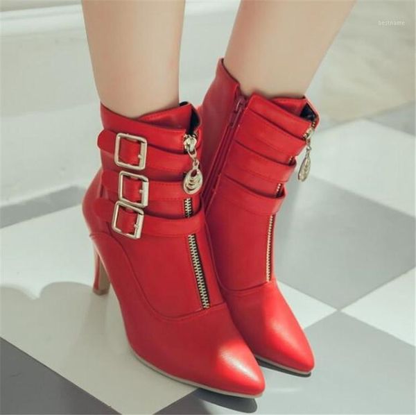 boots pxelena shoes women autumn spring stiletto high heel ankle ladies pointed toe buckle front zipper1, Black
boots pxelena shoes women autumn spring stiletto high heel ankle ladies pointed toe buckle front zipper1, Black