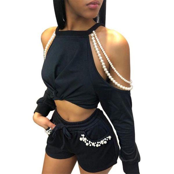 spring summer women hollow out long sleeve crop + shorts workout causal 2 pieces set leisure suit with pearl women's two piece pant, White
spring summer women hollow out long sleeve crop + shorts workout causal 2 pieces set leisure suit with pearl women's two piece pant, White