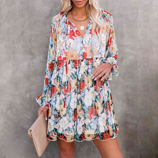 women ruffles floral print mini dress spring summer long sleeve v neck lace-up female loose boho beach dress party vestidos 210416, Black;gray
women ruffles floral print mini dress spring summer long sleeve v neck lace-up female loose boho beach dress party vestidos 210416, Black;gray