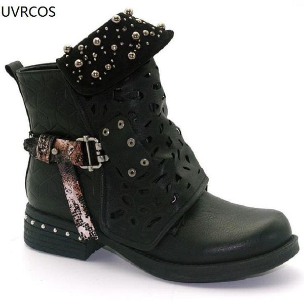 boots plus-size women's europe and america hollow-cut flowers short tube rivet belt buckle, Black
boots plus-size women's europe and america hollow-cut flowers short tube rivet belt buckle, Black