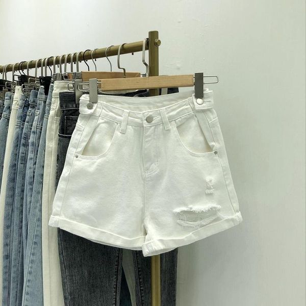 women's shorts korean style white jean women high waisted denim jeans summer quality hole for, White;black
women's shorts korean style white jean women high waisted denim jeans summer quality hole for, White;black