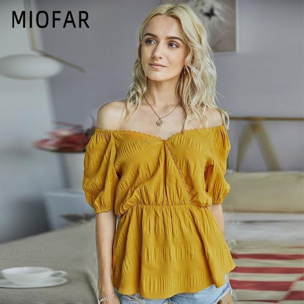 women's blouses & shirts miofar women blouse 2021 summer v-neck short sleeve wild shirt blue yellow fashion crumpled blusas ladies, White
women's blouses & shirts miofar women blouse 2021 summer v-neck short sleeve wild shirt blue yellow fashion crumpled blusas ladies, White