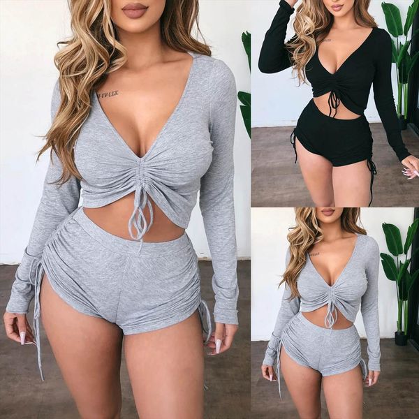 streetwear harajuku two piece sets womens tracksuits casual pure color short style long sleeve v neck shirt jogger, Gray
streetwear harajuku two piece sets womens tracksuits casual pure color short style long sleeve v neck shirt jogger, Gray
