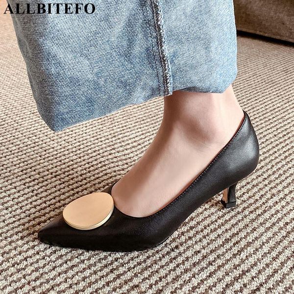 dress shoes allbitefo full genuine leather high heels office ladies quality women heel spring, Black
dress shoes allbitefo full genuine leather high heels office ladies quality women heel spring, Black