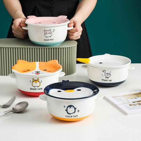 bowls ceramic instant noodle bowl set with lid japanese cute dinnerware creative cartoon animal kitchen soup tableware home decoration
bowls ceramic instant noodle bowl set with lid japanese cute dinnerware creative cartoon animal kitchen soup tableware home decoration