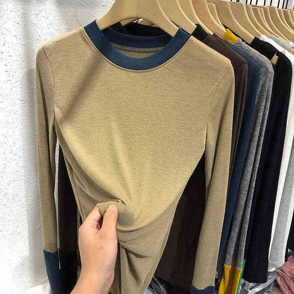 women's sweaters soft modal cotton contrast stitching long sleeve t-shirt women's clothing 2022 autumn winter korean slim bottomed, White;black
women's sweaters soft modal cotton contrast stitching long sleeve t-shirt women's clothing 2022 autumn winter korean slim bottomed, White;black