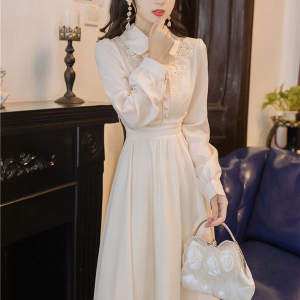 dress 2021 women ed in spring lace elegant summer turn-down collar long sleeve holiday mujer femme, Black;gray
dress 2021 women ed in spring lace elegant summer turn-down collar long sleeve holiday mujer femme, Black;gray
