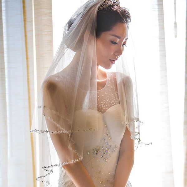 bridal veils beaded bling veil two layer elbow length wedding with comb fashion blusher vail pography honeymoon handmade, Black
bridal veils beaded bling veil two layer elbow length wedding with comb fashion blusher vail pography honeymoon handmade, Black
