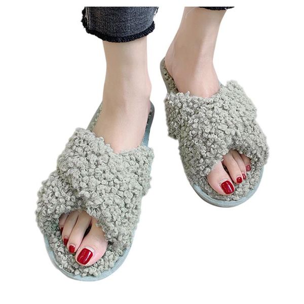 slippers curly cross straps furry flat soft plush open toe outer wear lazy shoes simple ladies #srn, Black
slippers curly cross straps furry flat soft plush open toe outer wear lazy shoes simple ladies #srn, Black