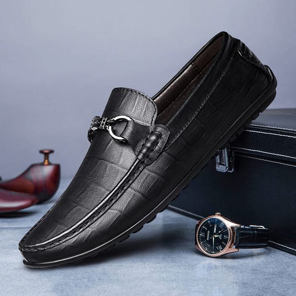 men genuine leather casual shoes summer business loafers male shoes fashion flat mens slip on driving man fashion footwear, Black
men genuine leather casual shoes summer business loafers male shoes fashion flat mens slip on driving man fashion footwear, Black