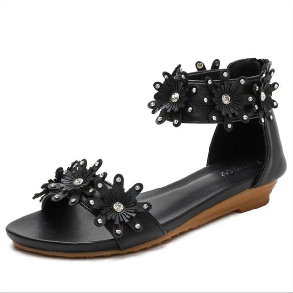 slope with bohemian women's sandals summer style flower roman word flat heel all-match fashion casual shoes xm046, Black
slope with bohemian women's sandals summer style flower roman word flat heel all-match fashion casual shoes xm046, Black