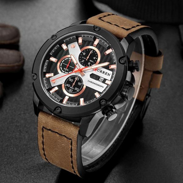 wristwatches fashion casual leather strap watch men sport curren luxury waterproof chronograph male military gift relojes de hombre, Slivery;brown
wristwatches fashion casual leather strap watch men sport curren luxury waterproof chronograph male military gift relojes de hombre, Slivery;brown