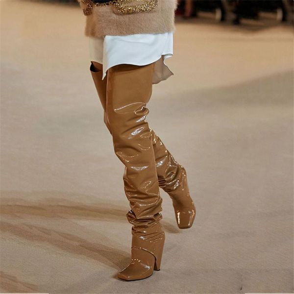 toe runway square women thigh high boots fashion winter spike heels brown overknee designer pointed long knight, Black
toe runway square women thigh high boots fashion winter spike heels brown overknee designer pointed long knight, Black
