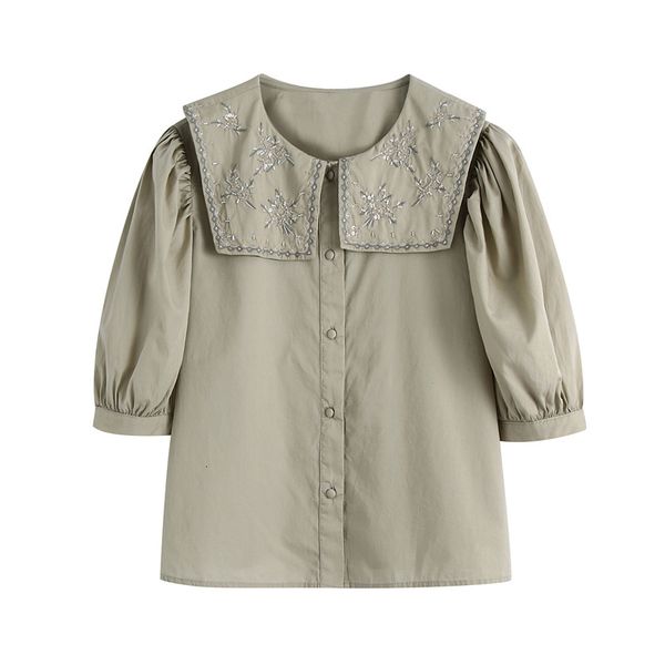 women's knits & tees lapel embroidery vintage shirt for lady summer puff sleeve chic short blouse female fashion casual elegant wo, White
women's knits & tees lapel embroidery vintage shirt for lady summer puff sleeve chic short blouse female fashion casual elegant wo, White