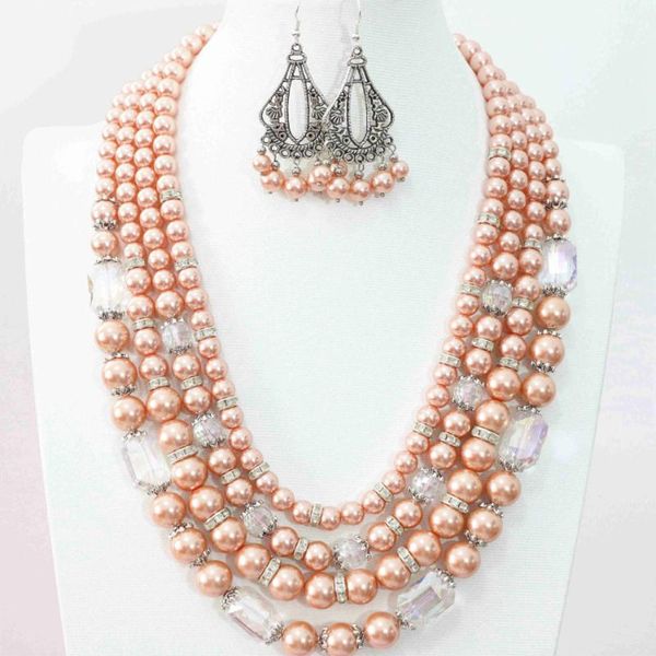 earrings & necklace orange shell simulated-pearl round beads 4rows romantic wholesale high grade jewelry set 18.5-23inch b996, Silver
earrings & necklace orange shell simulated-pearl round beads 4rows romantic wholesale high grade jewelry set 18.5-23inch b996, Silver
