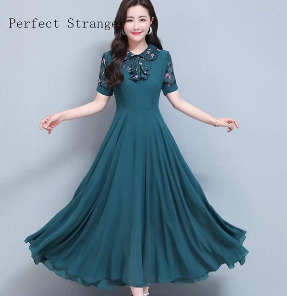 2021 Summer New Arrival Elegant Peter Pan Collar Bow Collar Short Sleeve Women Long Chiffon Dress Plus Size -3XL, Black
2021 Summer New Arrival Elegant Peter Pan Collar Bow Collar Short Sleeve Women Long Chiffon Dress Plus Size -3XL, Black