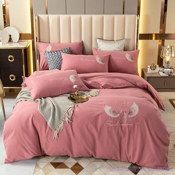 bedding sets 4pcs autumn winter warmth pure cotton set thickened brushed color embroidery simple plain quilt cover 1.8m bedsheet
bedding sets 4pcs autumn winter warmth pure cotton set thickened brushed color embroidery simple plain quilt cover 1.8m bedsheet