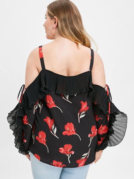 women's blouses & shirts wipalo women plus size cold shoulder ruffled floral blouse spaghetti strap long sleeves casual shirt spring la, White
women's blouses & shirts wipalo women plus size cold shoulder ruffled floral blouse spaghetti strap long sleeves casual shirt spring la, White