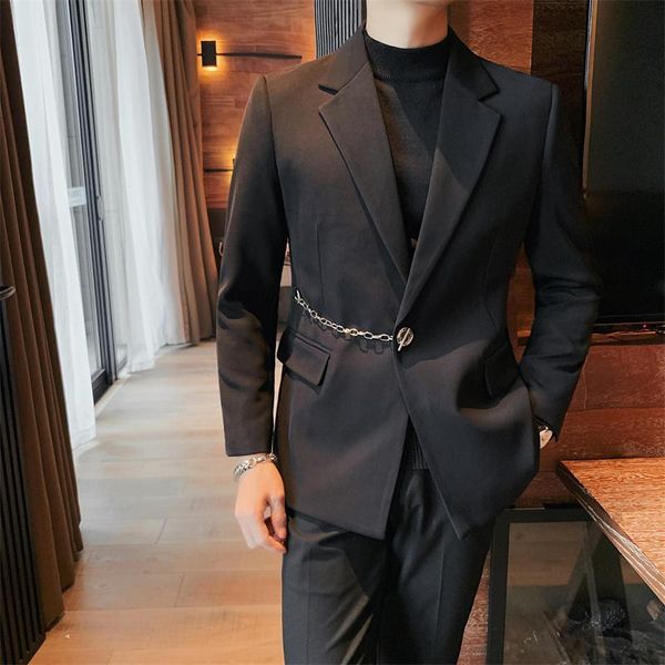 men's suits & blazers autumn winter british style men 2021 business casual slim fit suit jackets social wedding groom dress coat homme, White;black
men's suits & blazers autumn winter british style men 2021 business casual slim fit suit jackets social wedding groom dress coat homme, White;black