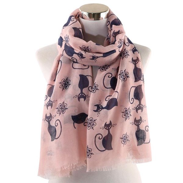 scarves women girls black cat printed voile shawl wrap hijab scarf female ladies clothing accessories, Blue;gray
scarves women girls black cat printed voile shawl wrap hijab scarf female ladies clothing accessories, Blue;gray