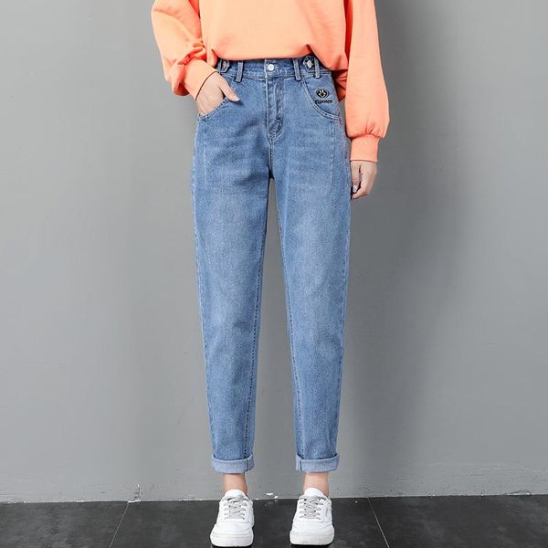 women's jeans 2021 autumn style korean elastic waist large size embroidered high loose harem pants, Blue
women's jeans 2021 autumn style korean elastic waist large size embroidered high loose harem pants, Blue