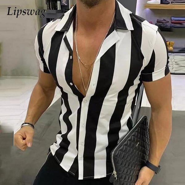 men's casual shirts summer striped printed short sleeve for men fashion buttoned turn-down collar shirt 2021 streetwear, White;black
men's casual shirts summer striped printed short sleeve for men fashion buttoned turn-down collar shirt 2021 streetwear, White;black