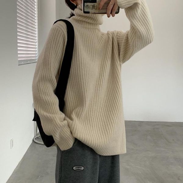 women's sweaters autumn and winter sweater casual solid color high neck long sleeve loose, White;black
women's sweaters autumn and winter sweater casual solid color high neck long sleeve loose, White;black