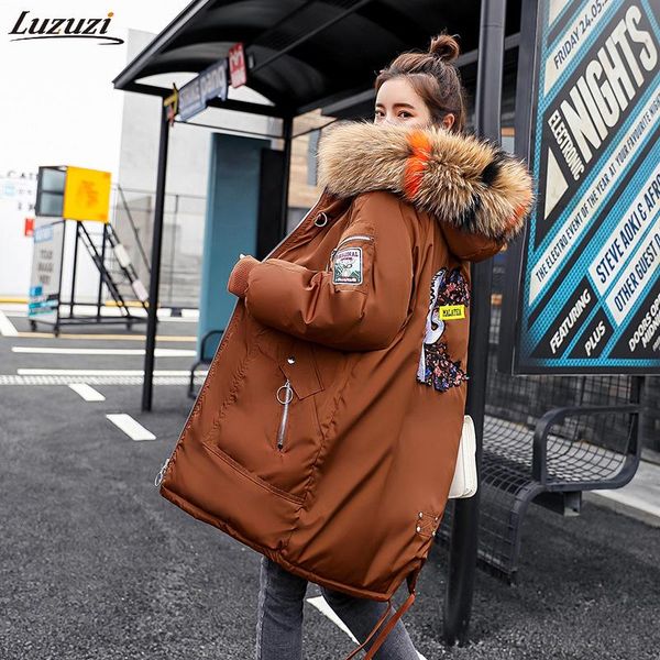 women's trench coats winter jacket women fur collar down plus size thickening cotton hooded parkas for overcoat chaquetas mujer, Tan;black
women's trench coats winter jacket women fur collar down plus size thickening cotton hooded parkas for overcoat chaquetas mujer, Tan;black