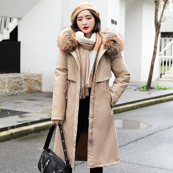 women's down & parkas 2021 thick winter jacket coats women long cotton big fur collar and pocket warm thicken female outwear, Black
women's down & parkas 2021 thick winter jacket coats women long cotton big fur collar and pocket warm thicken female outwear, Black