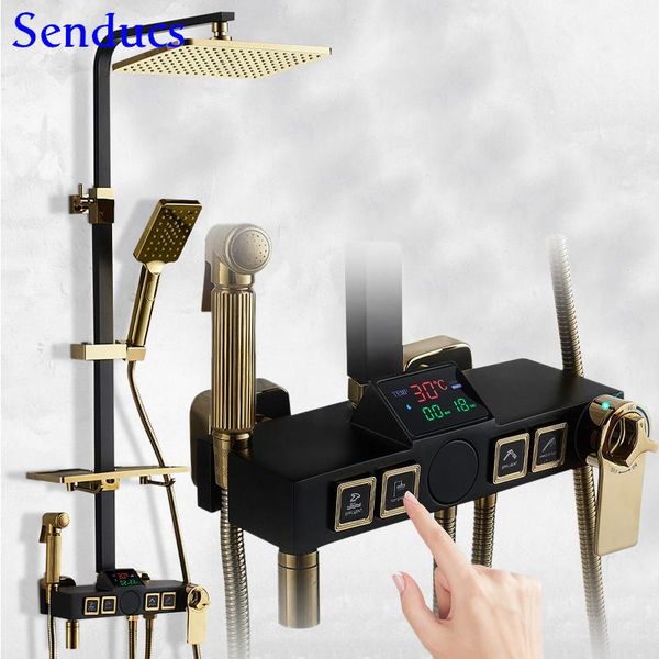 bathroom shower system senducs square rainfall head brass thermostatic set matte black digital sets
bathroom shower system senducs square rainfall head brass thermostatic set matte black digital sets
