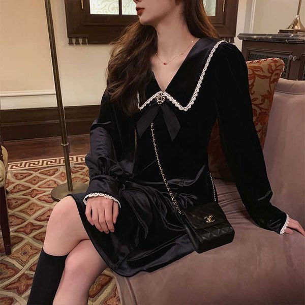 casual dresses french v-neck veet black mini women spring long sleeve bow korean evening party female vw23, Black;gray
casual dresses french v-neck veet black mini women spring long sleeve bow korean evening party female vw23, Black;gray
