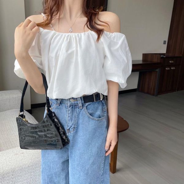 women's blouses & shirts alien kitty 2021 summer female slash neck puff sleeves solid colors basic fashion casual loose design minimali, White
women's blouses & shirts alien kitty 2021 summer female slash neck puff sleeves solid colors basic fashion casual loose design minimali, White