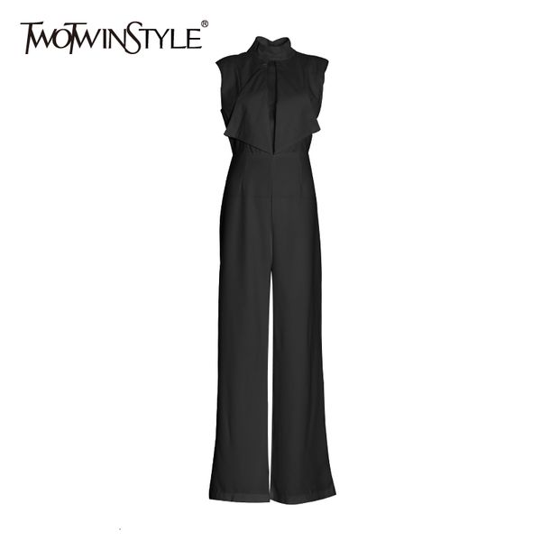 twotwinstyle solid minimalist jumpsuit for women stand collar sleeveless high waist wide leg pants casual jumpsuits female 210517, Black;white
twotwinstyle solid minimalist jumpsuit for women stand collar sleeveless high waist wide leg pants casual jumpsuits female 210517, Black;white