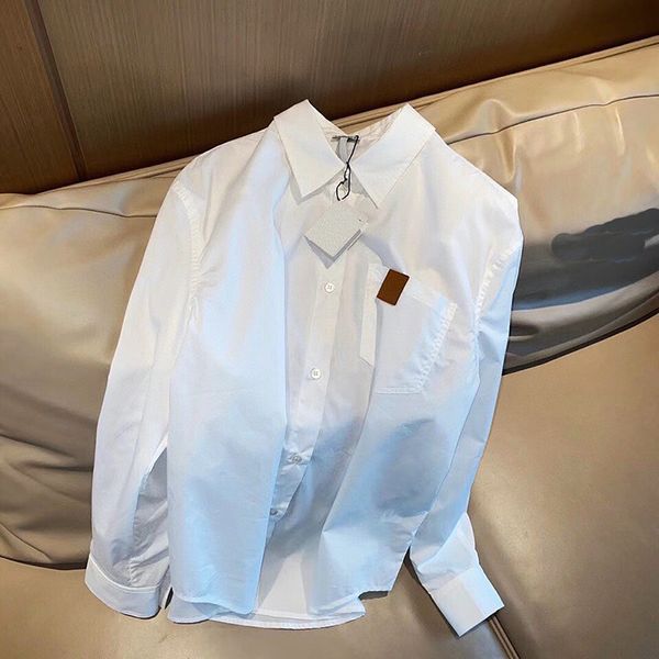 luxury design early autumn lo chest letter small leather label embroidered lapel women's fashion simple shirt, White
luxury design early autumn lo chest letter small leather label embroidered lapel women's fashion simple shirt, White