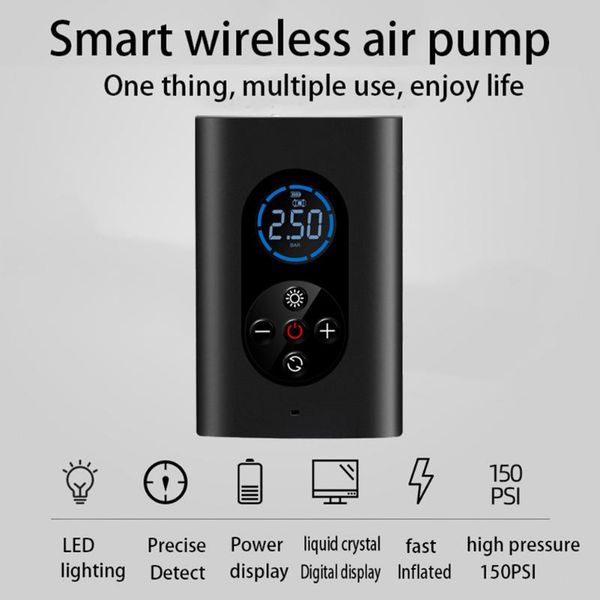inflatable pump 150psi/10.3bar smart wireless car air inflator with digital display led lamp for motorcycle bicycle tyre tire ball
inflatable pump 150psi/10.3bar smart wireless car air inflator with digital display led lamp for motorcycle bicycle tyre tire ball
