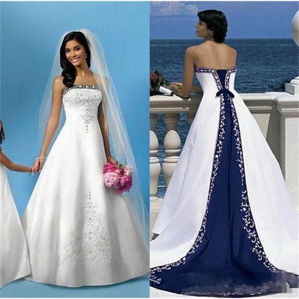 vintage white and royal blue wedding dresses 2020 retro lace-up back lace embroidery beaded church beach two tone bride wedding gown
vintage white and royal blue wedding dresses 2020 retro lace-up back lace embroidery beaded church beach two tone bride wedding gown
