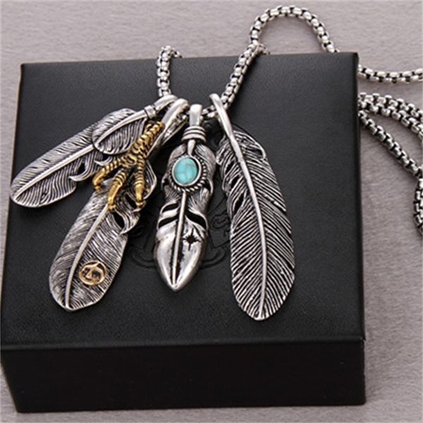 design jewelry yu wenle's same feather necklace men's and women's sydney tide leaf eagle claw engraved high bridge pendant sw, Silver
design jewelry yu wenle's same feather necklace men's and women's sydney tide leaf eagle claw engraved high bridge pendant sw, Silver