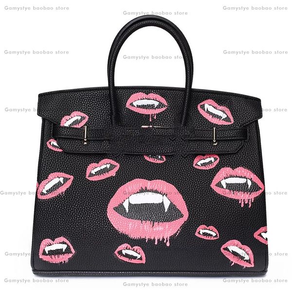 vampire lips fashion red art hand painting draw graffiti h brand custom women totes cowhide handbags gifts genuine leather bags
vampire lips fashion red art hand painting draw graffiti h brand custom women totes cowhide handbags gifts genuine leather bags